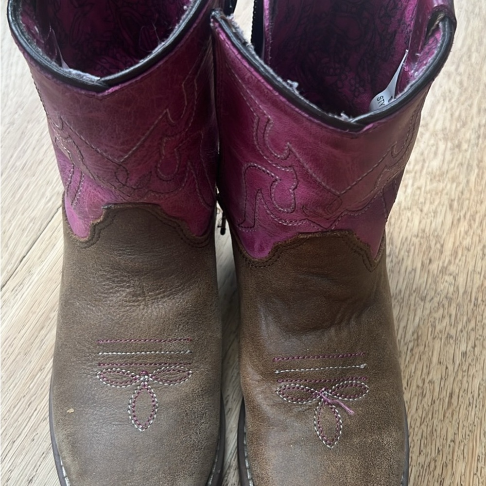 Shyanne Toddler Girls Brown and Pink Western Boots